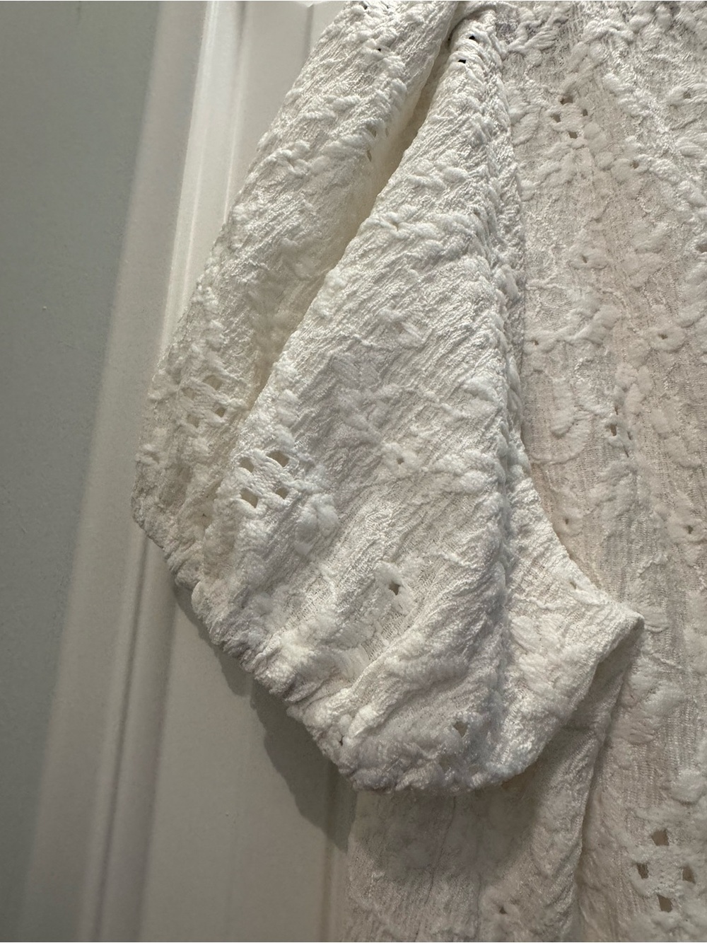 BloomChic Ivory Eyelet V‑Neck Babydoll Top - Picture 3 of 7